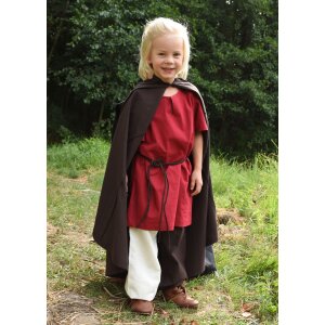 Wide medieval childrens trousers Thore, Mi-Parti, brown / nature, 164