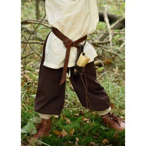 Wide medieval childrens trousers Thore, brown, 128