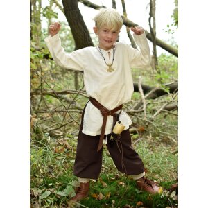 Wide medieval childrens trousers Thore, brown, 128