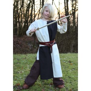 Medieval childrens tunic Lucas for children, Mi-Parti, natural / black, 110