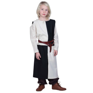 Medieval childrens tunic Lucas for children, Mi-Parti, natural / black, 128