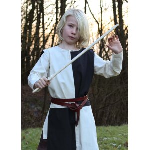 Medieval childrens tunic Lucas for children, Mi-Parti, natural / black, 146