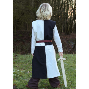 Medieval childrens tunic Lucas for children, Mi-Parti, natural / black, 146