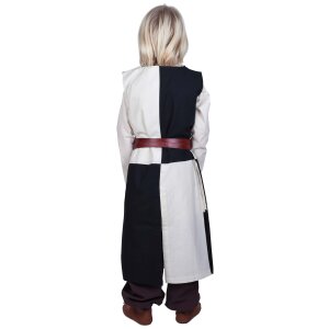 Medieval childrens tunic Lucas for children, Mi-Parti, natural / black, 146