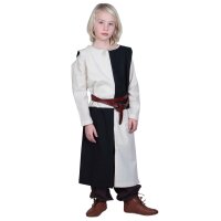 Medieval childrens tunic Lucas for children, Mi-Parti, natural / black, 146