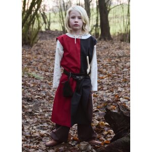 Medieval childrens tunic Lucas for children, Mi-Parti, red / black, 110