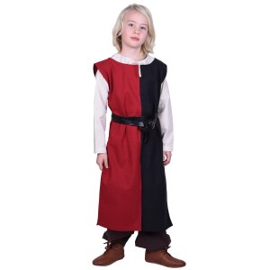 Medieval childrens tunic Lucas for children, Mi-Parti, red / black, 146