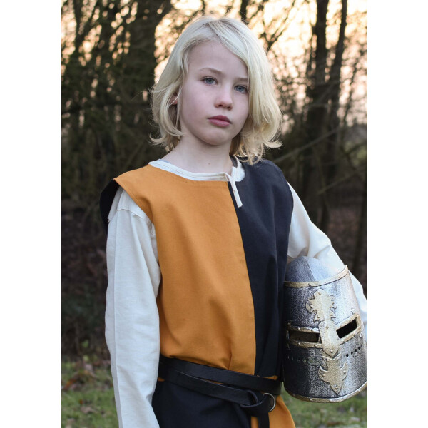 Medieval childrens tunic Lucas for children, Mi-Parti, yellow / black, 110