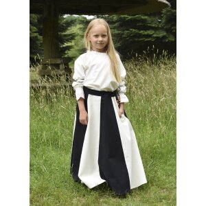 Childrens medieval skirt Lucia, wide flared, black / nature, 128