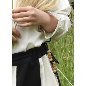 Childrens medieval skirt Lucia, wide flared, black / nature, 128