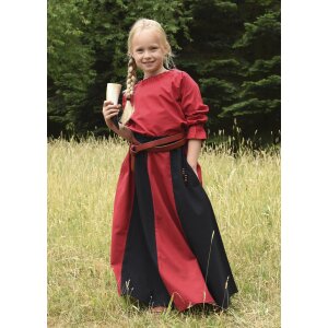 Childrens medieval skirt Lucia, wide flared, black / red,110