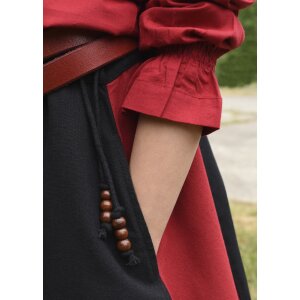 Childrens medieval skirt Lucia, wide flared, black / red, 128