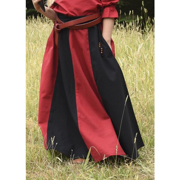 Childrens medieval skirt Lucia, wide flared, black / red, 146