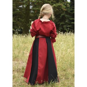 Childrens medieval skirt Lucia, wide flared, black / red, 146