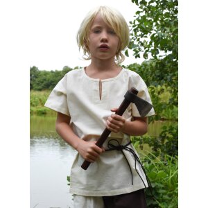 Short sleeve medieval tunic / bodice shirt Linus for children, nature, 110