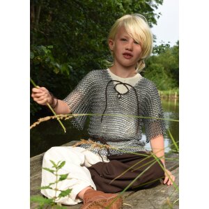 Short sleeve medieval tunic / bodice shirt Linus for children, nature, 110