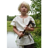 Short sleeve medieval tunic / bodice shirt Linus for children, nature, 128