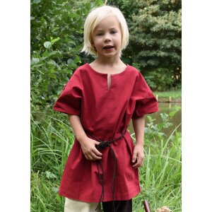 Short sleeve medieval tunic / bodice shirt Linus for children, red, 110