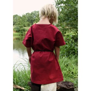 Short sleeve medieval tunic / bodice shirt Linus for children, red, 110