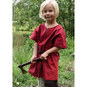 Short sleeve medieval tunic / bodice shirt Linus for children, red, 110