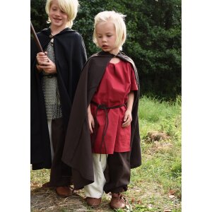 Short sleeve medieval tunic / bodice shirt Linus for children, red, 110