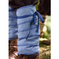 Childrens calf wrap / leg wrap with herringbone pattern, blue/nature