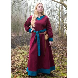 Wikinger Kleid Jona, weinrot/petrol