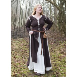 Mittelalterliches Überkleid Marit mit Schnürungen, braun