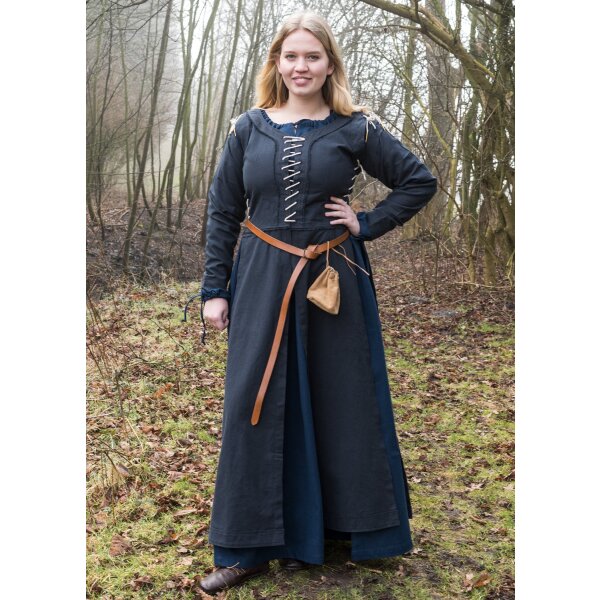 Medieval overdress Marit with lacing, dark blue