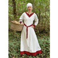 Viking dress Jona, natural/wine red, XL
