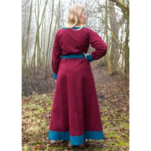 Viking dress Jona, burgundy/petrol, S