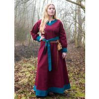 Viking dress Jona, burgundy/petrol, S