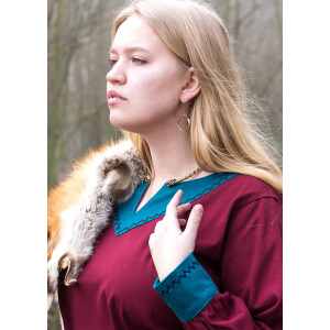 Viking dress Jona, burgundy/petrol, XL