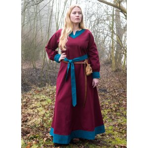 Viking dress Jona, burgundy/petrol, XXL