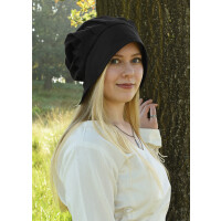 Medieval hood with laid pleats, white