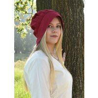 Medieval hood with laid pleats, red