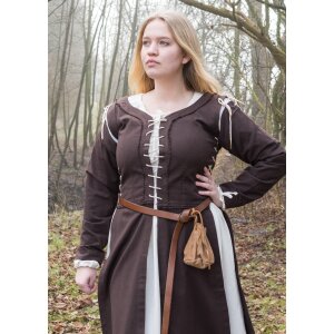 Mittelalterliches Überkleid Marit mit Schnürungen, braun, L