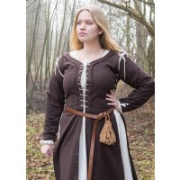 Mittelalterliches Überkleid Marit mit Schnürungen, braun, L