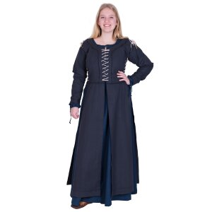 Mittelalterliches Überkleid Marit mit Schnürungen, dunkelblau, Gr. M