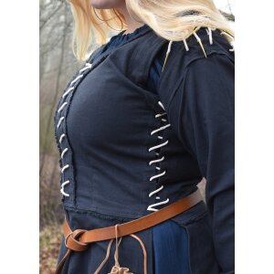 Mittelalterliches Überkleid Marit mit Schnürungen, dunkelblau, L