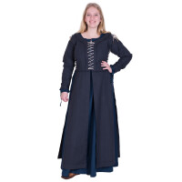 Mittelalterliches Überkleid Marit mit Schnürungen, dunkelblau, L