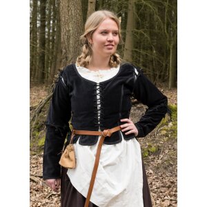 Medieval bodice jacket Griselda made of velvet, black, M