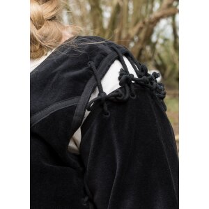 Medieval bodice jacket Griselda made of velvet, black, XL