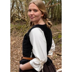 Medieval bodice jacket Griselda made of velvet, black, XXL