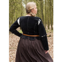 Medieval bodice jacket Griselda made of velvet, black, XXL
