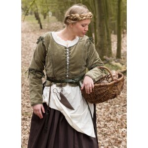 Medieval bodice jacket Griselda made of velvet, green, XXL