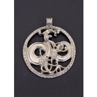 Urnes amulet, chain pendant, silver plated