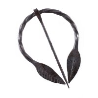Ring brooch with leaves, hand forged