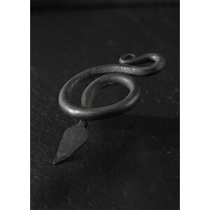 Snake pendant, steel, hand forged