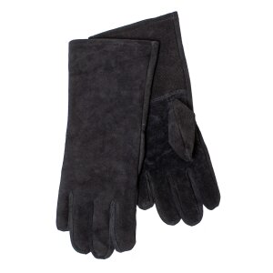 Gants &agrave; manchette en daim, noir